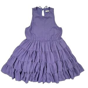 Mustard Seed Purple Tiered Mini Dress Halter Neck Ruffle S18005 Medium W492